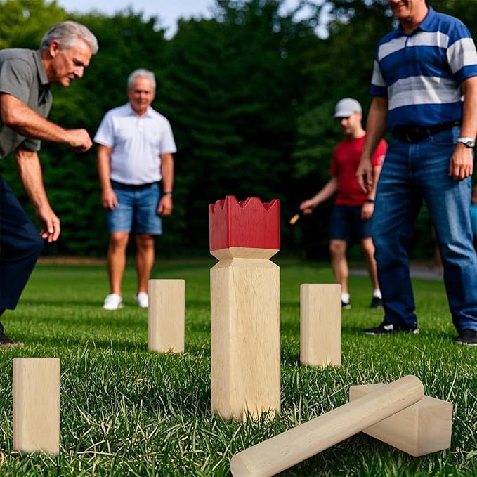 Juegoal Kubb Backyard Game Set, Wooden Block Tossing Game Set with Carrying Bag, Outdoor Games for