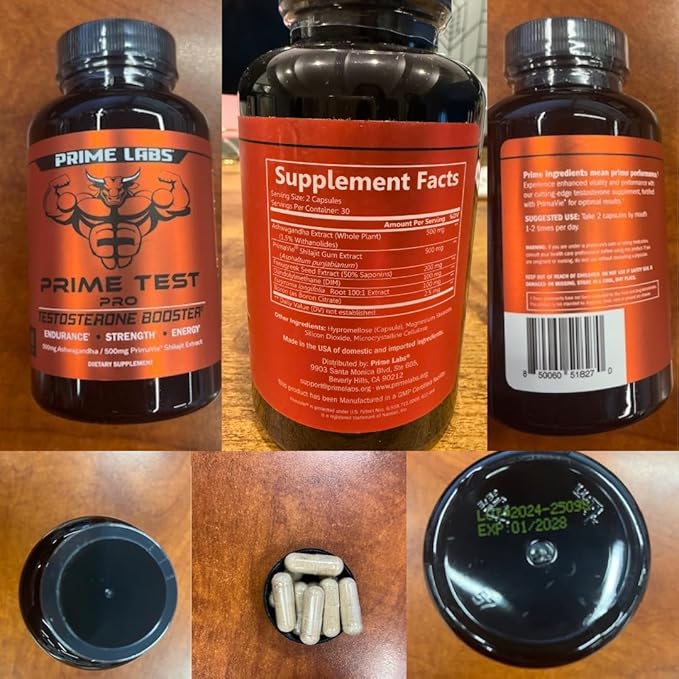 Prime Labs Prime Test Pro - Testosterone Supplement for Men - Test, Vitality, & Energy Booster