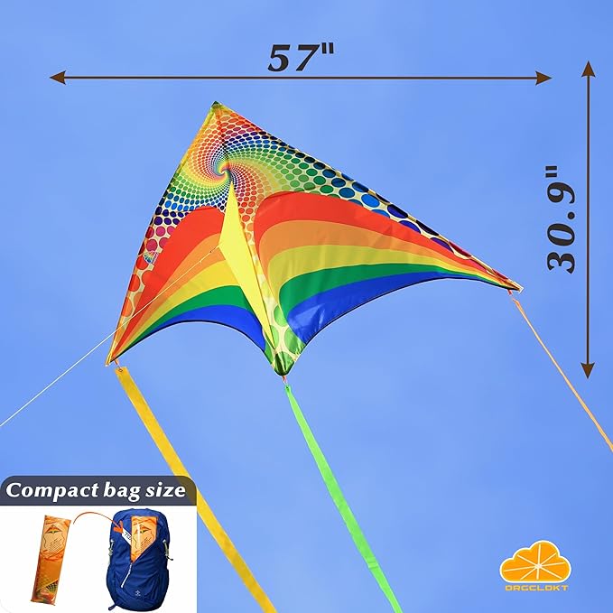 ORGCLDKT-Rainbow Cruiser Delta Kite, Kites for Kids Ages 8-12,4-8,Boys,Girls,Kites for