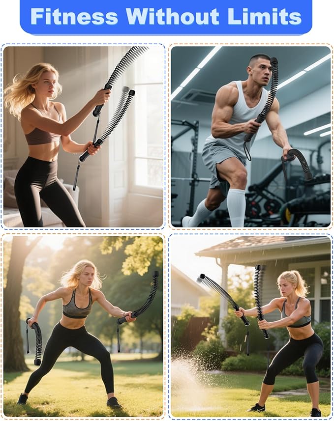 2PCS Weighted Ropeless Battle Ropes for Home Gym, Heavy Duty Arm Exerciser for Strength Training