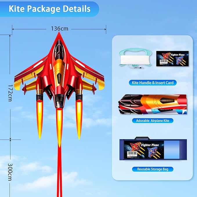 Fighter Jet Kites for Kids & Adults - Durable Airplane Kites for Boys Ages 8-12 & 4-8 with Kite