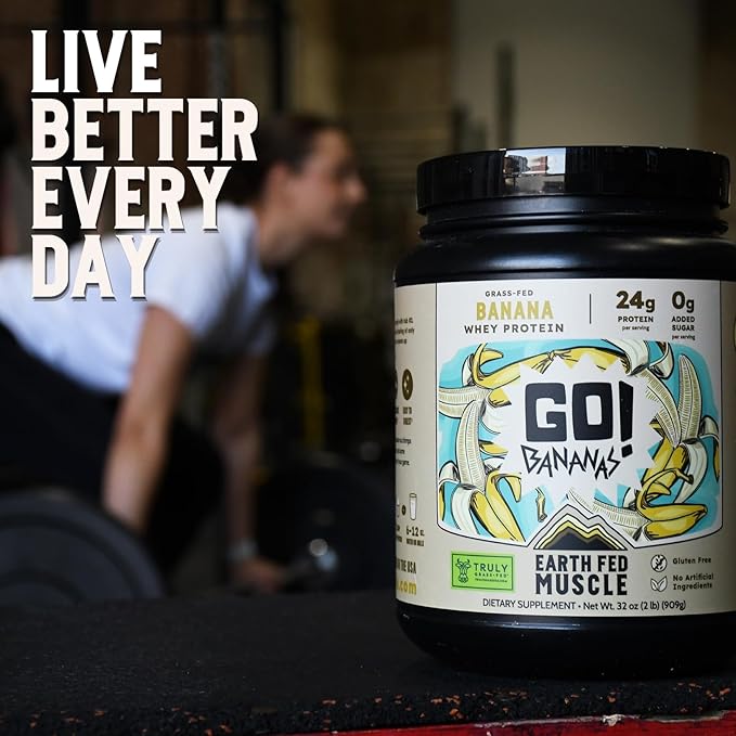 Earth Fed Muscle Go!?¯Bananas Irish Grass?‘Fed Whey Protein Isolate ??All Natural Banana Flavor