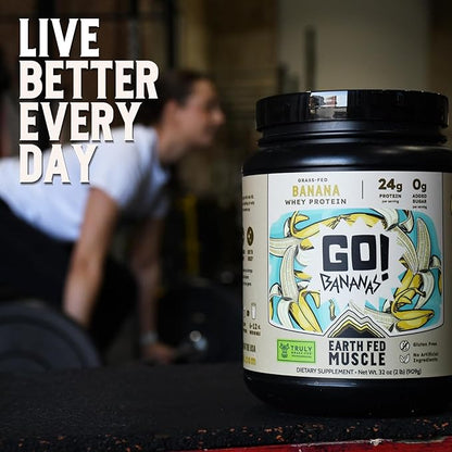 Earth Fed Muscle Go!?¯Bananas Irish Grass?‘Fed Whey Protein Isolate ??All Natural Banana Flavor