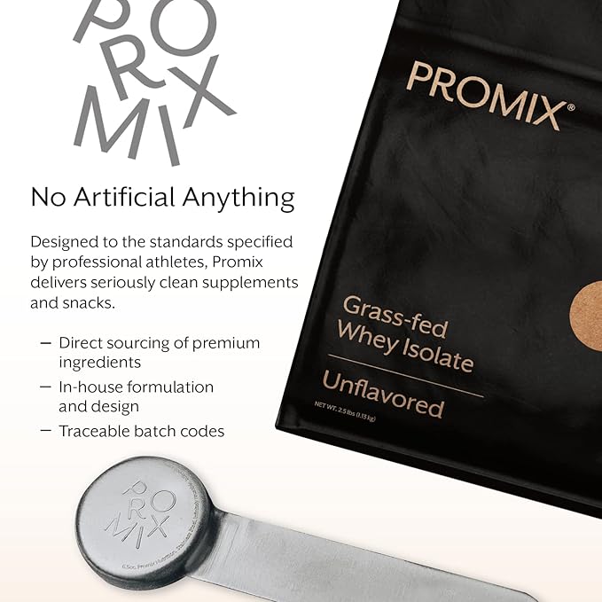 ProMix Nutrition Whey Protein Isolate Powder, 30g Grass Fed Whey Isolate, 6.6g BCAAs, Gluten Free