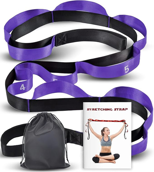 Stretching Strap with 10 Loops-Yoga Strap for Physical Therapy,Home Workout,Pilate & Flexibility