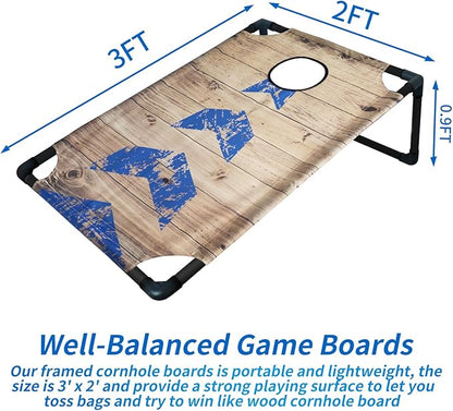 Portable PVC Framed Cornhole Game Set with 2 Collapsible Cornhole Boards, 8 Bean Bags and Carrying
