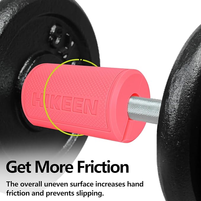 Hikeen Thick Bar Dumbbell Grips,Non Slip Hard Rubber Barbell Grips,Grips for Weight Lifting, Muscle