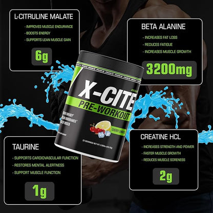 X-CITE Pre-Workout by ATHLEAN-X - Enhanced Formula with Beta-Alanine, Creatine & Caffeine for