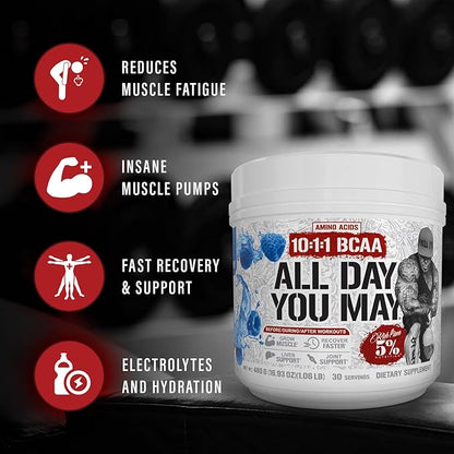 5% Nutrition Rich Piana AllDayYouMay BCAA Powder | Premium Intra & Post Workout Amino Acids