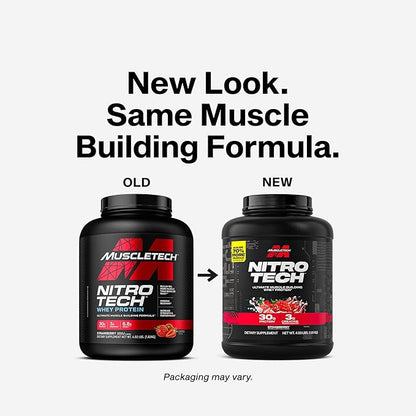 Muscletech Whey Protein Powder (Strawberry, 4 Pound) - Nitro-Tech Ultimate Muscle Building Formula