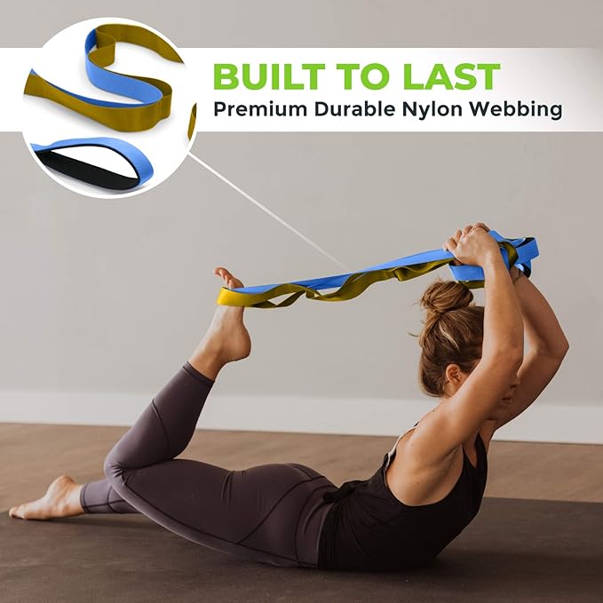Gradient Fitness Stretching Strap for Physical Therapy, 12 Multi-Loop Stretch Strap 1.5" W x 8' L