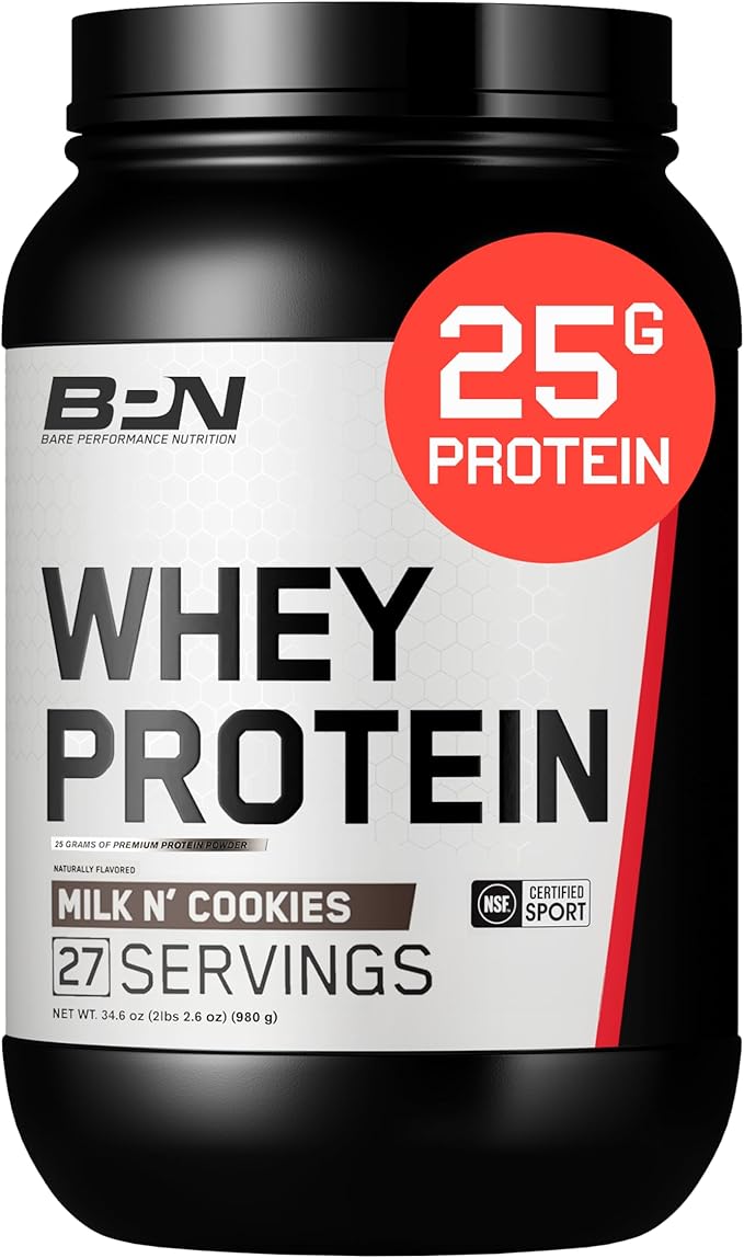 BARE PERFORMANCE NUTRITION, BPN Whey Protein + Casein Protein Powder Blend, Milk N' Cookies, 25g