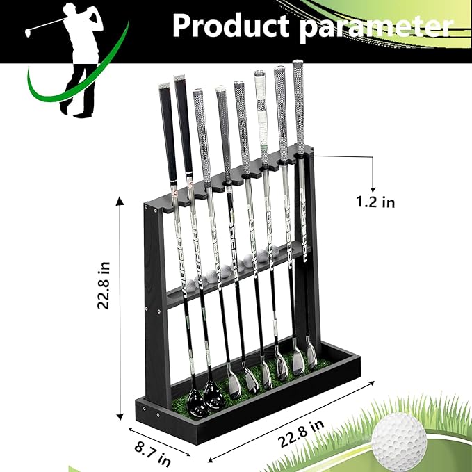 Golf Club Holder Stand,Wooden Golf Club Rack -Indoor Display Rack,Golf Club Organizer for 8 Clubs