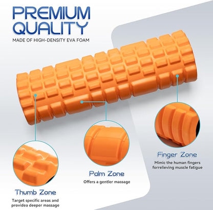 Foam Roller High Density 18" Foam Roller for Deep Tissue Muscle Massage, Trigger Point Fitness