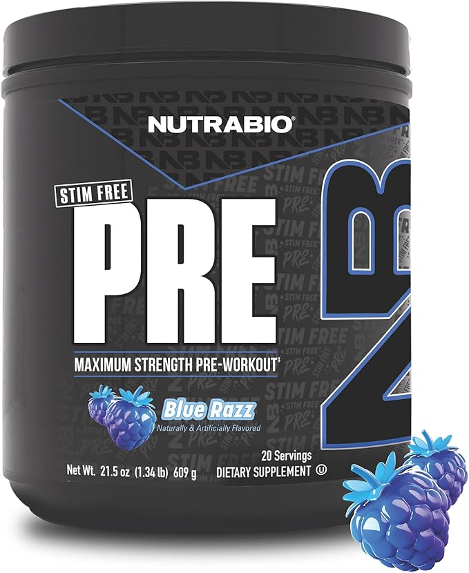 NutraBio STIM-Free PRE Workout for Men, New Formula | Laser Focus, Extreme Pumps | Performance