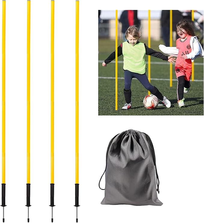 4 Pcs 5FT Agility Training Poles for Soccer,Basketball,Football,Dog,Horse Training-Adjustable Speed