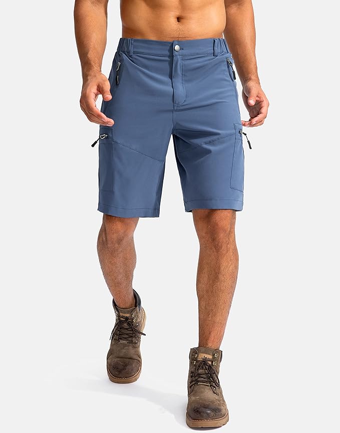 Pudolla Men's Hiking Cargo Shorts 9" Lightweight Outdoor Work Shorts for Men Travel Golf Camping