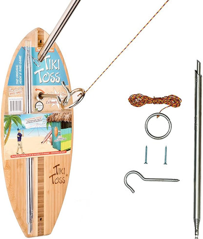 Tiki Toss Ring Toss Game for Adults & Kids - Hook and Ring Games with String and Hooks for