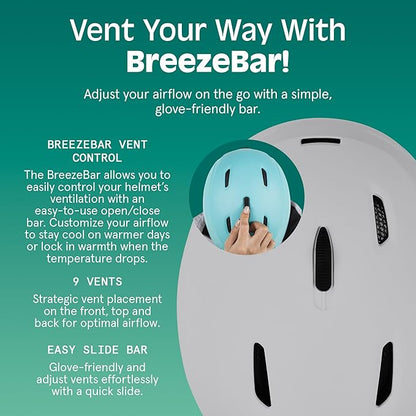 Retrospec Zephyr Ski Helmet - Snowboard Helmet for Adults & Youth - Adjustable Fit with Breathable