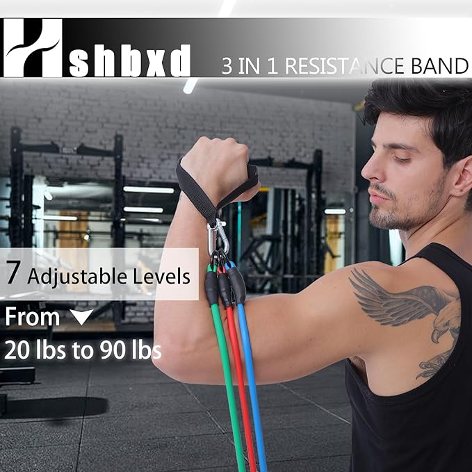 Resistance Bands with Handles for Working Out Women and Men, Exercise Bands with Door Anchor
