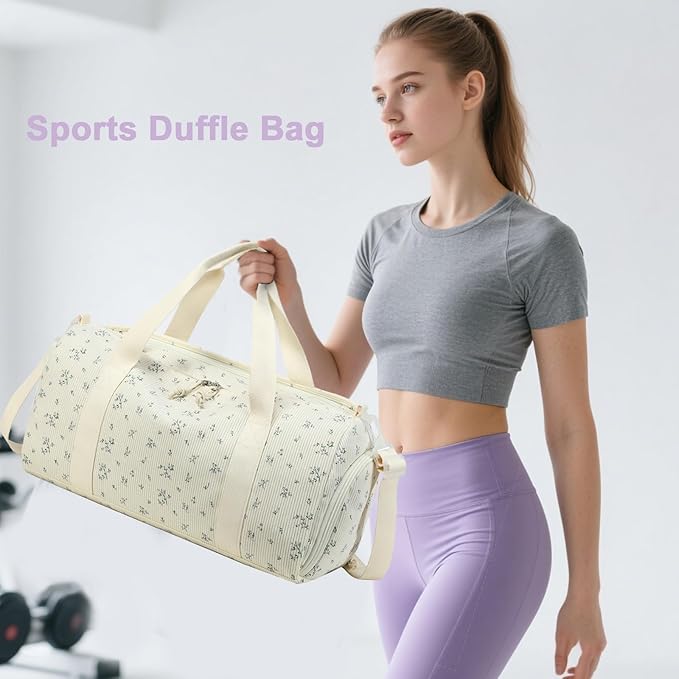 Duffle Bag for Gym Sports Women Girls Workout Travel Bag Weekender with Shoe Compartment and Wet