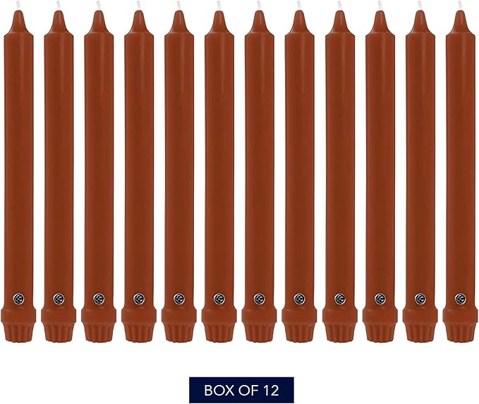 Colonial Candle Unscented Taper Candle, Classic Collection, Amber, 10 in, Pack of 12 - Up to 8