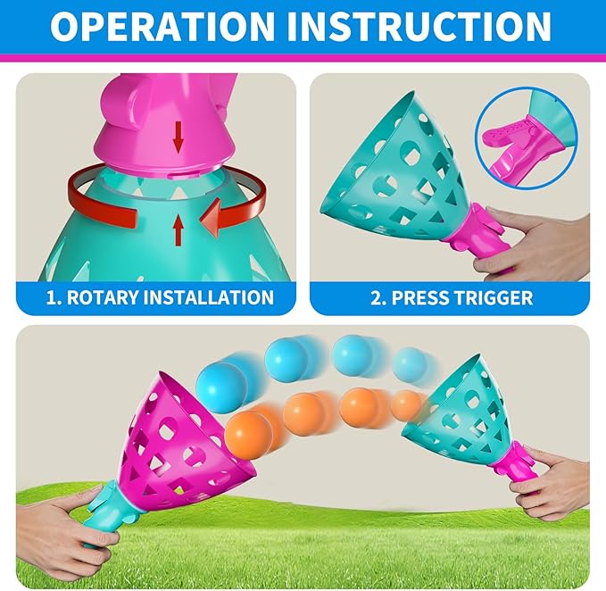 Bennol Outdoor Game Toys for Kids Boys with 20 Balls, Pop Pass Catch Ball Game Outside Toys Gifts
