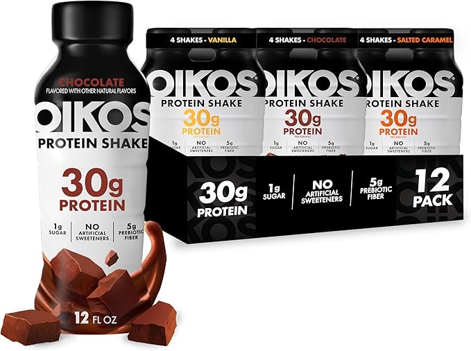Oikos Protein Shake, Exclusive Variety Pack, 30g High Protein Drinks, Shelf Stable, Ready to Drink