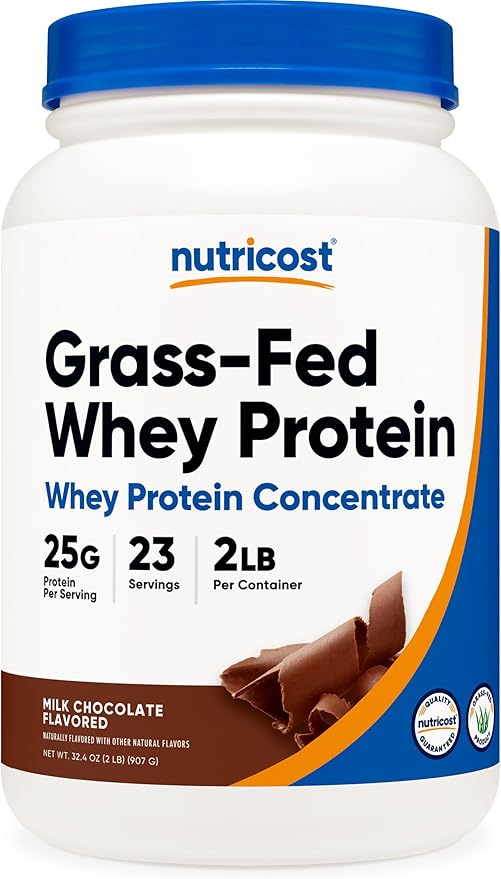 Nutricost Grass-Fed Whey Protein Concentrate (Chocolate) 2LBS - Undenatured, Non-GMO, Gluten Free