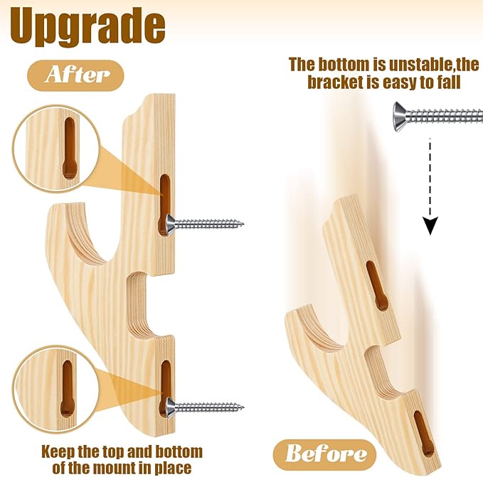 Chunful 2 Pcs Sword Wall Mount Sword Holder Katana Stand 1 Tier Hanger Adjustable Wooden Mounts for