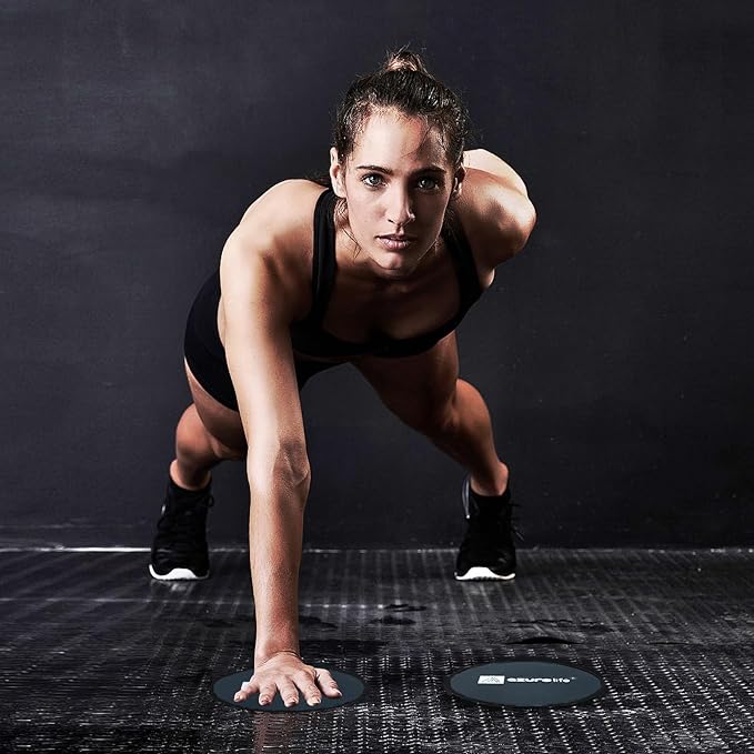 Exercise Core Sliders, Dual Sided Exercise Gliding Discs Use on Carpet or Hardwood Floors, Light