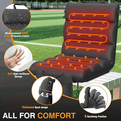 HOPERAN Heated Stadium Seats for Bleachers with Back Support - 3 Levels Bleacher Chairs with Back