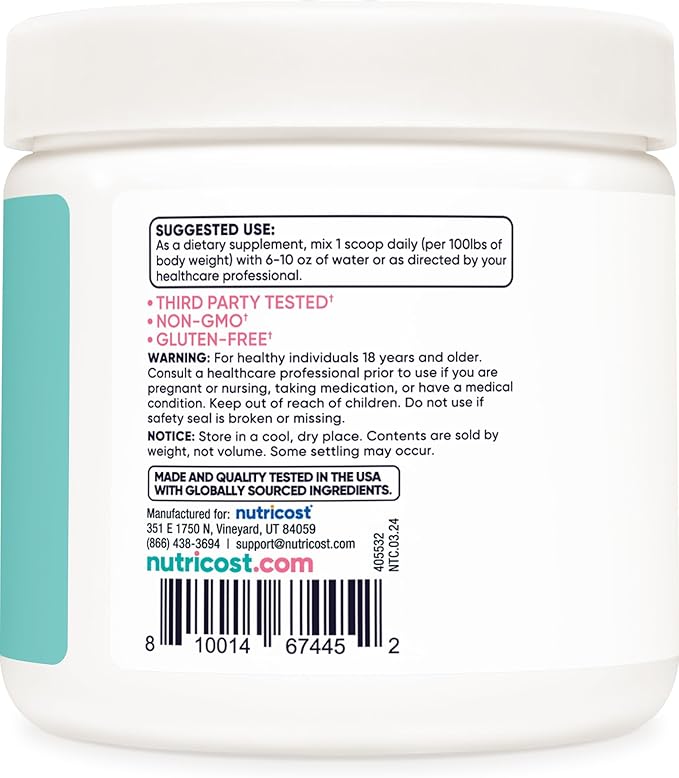 Nutricost Creatine Monohydrate Powder for Women, Micronized, Unflavored, 50 Servings - Vegetarian