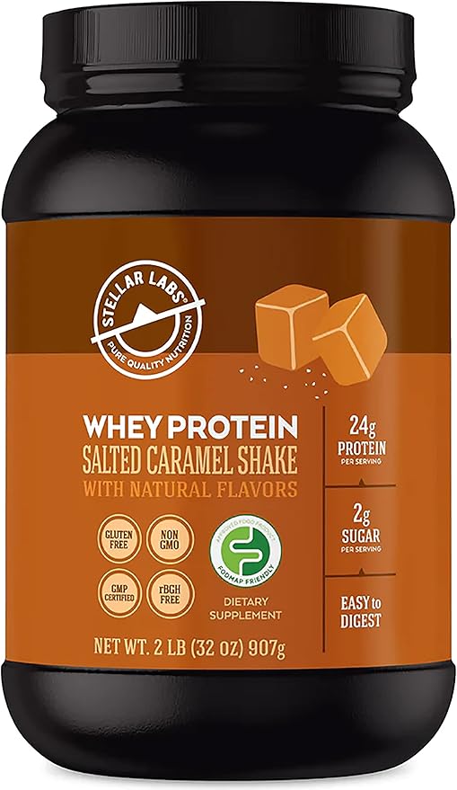 Stellar Labs Whey Protein Powder with BCAA's & Whey Isolate | Certified Low FODMAP, Non GMO, Gluten