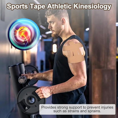 15 Pcs Precut Kinesiology Tape for Shoulder, Latex-Free Shoulder Tape for Pain Relief, Muscle