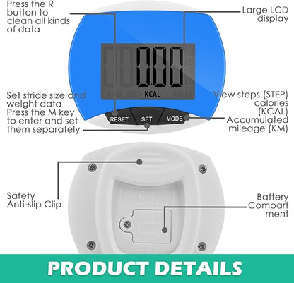 12 Pcs Simple Pedometer for Walking Bulk LCD Step Counter with Calories Burned Portable Step