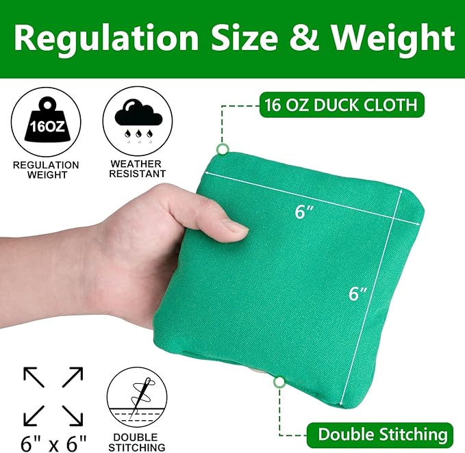 EunHo Cornhole Bags Set of 8 Regulation Size & Weight Corn Hole Bean Bags Official Professional All