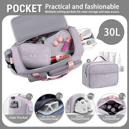 FIORETTO Women's Gym Duffle Bag with Shoes Compartment, 37L Capacity, Ideal for Travel, Gym