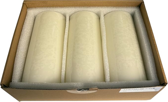 Mister Candle Dripless Vanilla Scented Ivory Pillar Candles Set of 3, Hand Made Vanilla Pillar