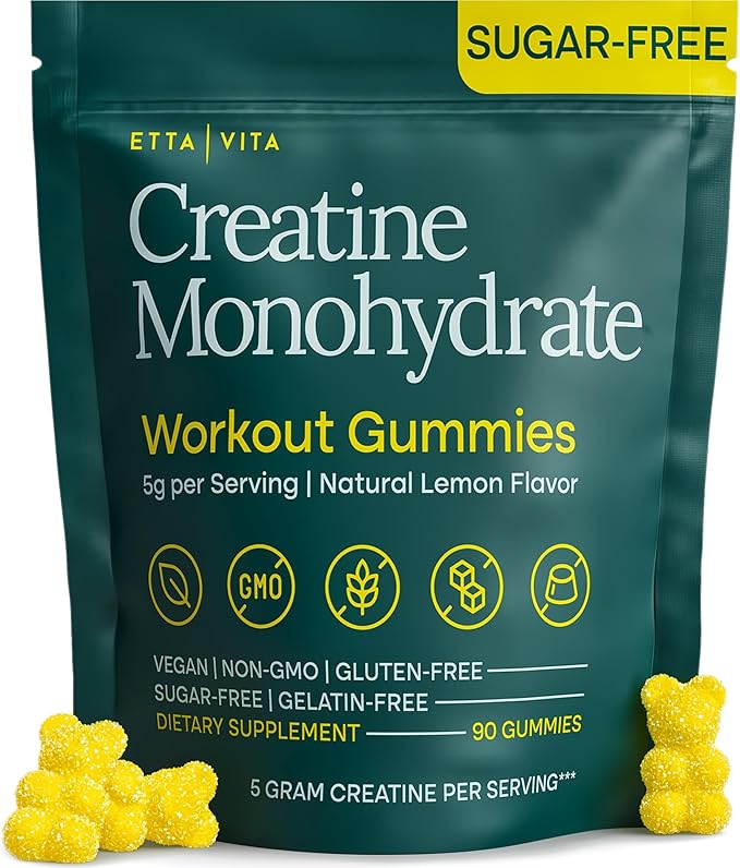 Sugar-Free Creatine Monohydrate Gummies 5gram per Serving, Potent Creatine Gummies for Men & Women