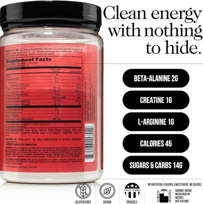 NAKED Cherry Lime Energy - Clean Pre Workout Supplement for Men and Women, Vegan Friendly, No Added