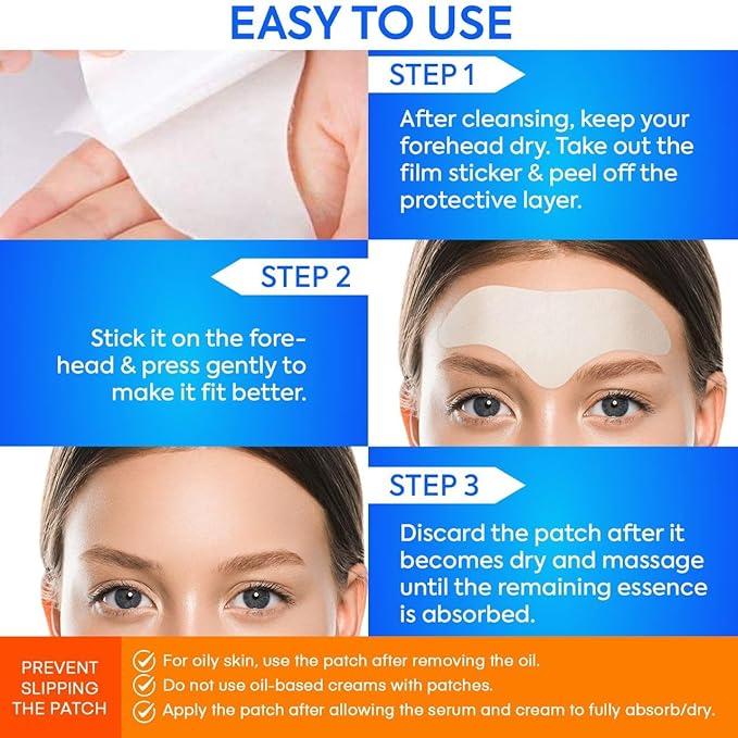 Forehead Wrinkle Patches 12Pcs with Aloe, Collagen, Vitamin E, Anti Wrinkle Patches, Forehead