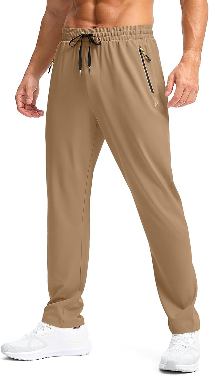 Pudolla Men's Lightweight Hiking Pants Quick-Dry Outdoor Sweatpants with Zipper Pockets for Casual