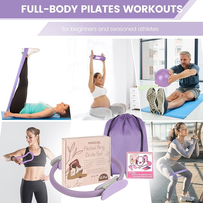 Home Pilates Essentials Kit for Women,Pilates Equipment Set with 9 Inch Yoga Ball,Figure 8