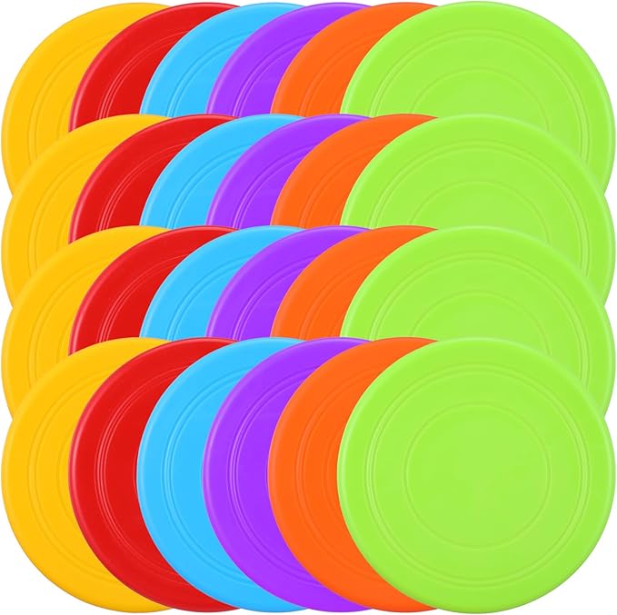 24pcs Flying Disc 7 Inch Silicone Flying Disks Bulk for Dog Outdoor Backyard Lawn School Teaching