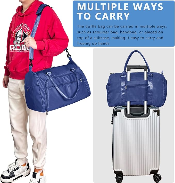 woogwin Small Gym Bag for Men & Women with Shoes & Wet Compartment Waterproof Duffle Bag for Travel