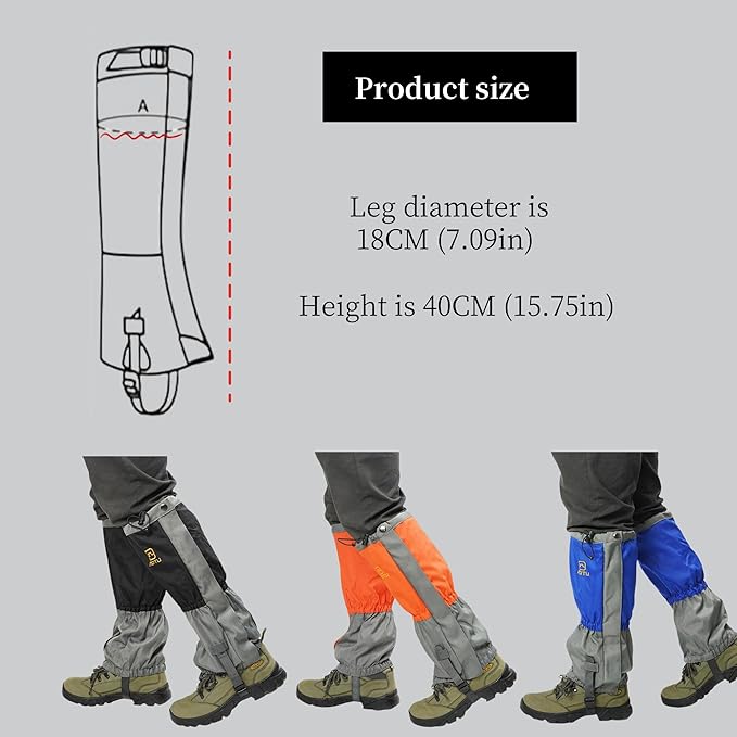 Adjustable Leg Gaiters,Snow Boot Guard Gators,Shoe Gaiters,Waterproof Hiking Gaiters for