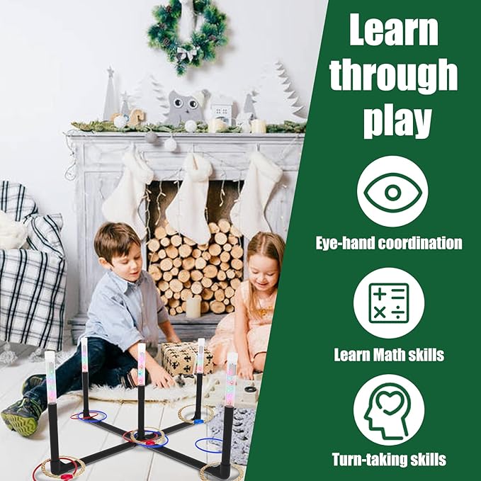OUTTOY Outdoor Yard Games for Adult and Family, Led Ring Toss Games for Kids， Glow in The Dark