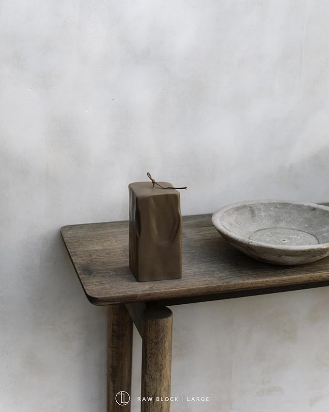 LAWA Raw Block Candle - Beautiful Handmade Pillar Scented Soy Wax Elegant Aesthetic Candle