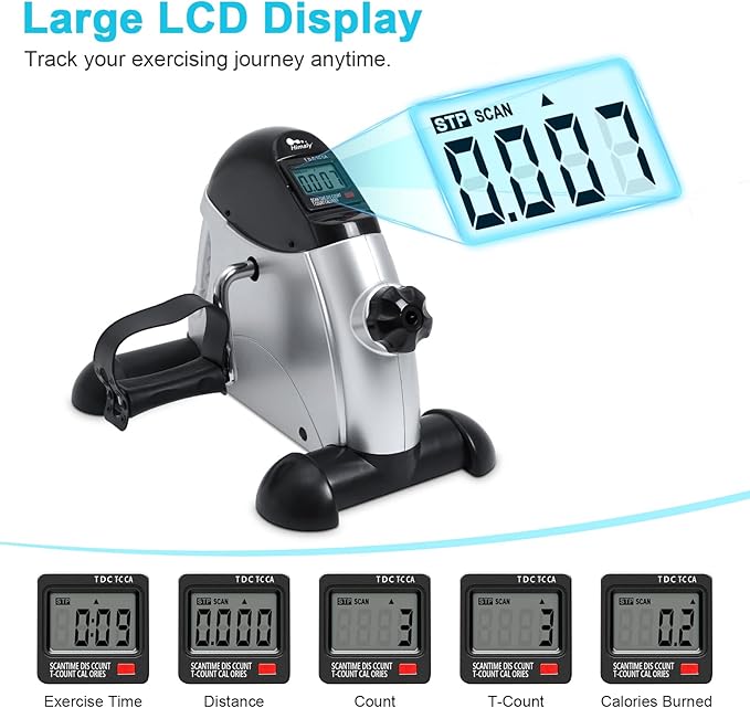 Mini Exercise Bike, himaly Under Desk Bike Pedal Exerciser Portable Foot Cycle Arm & Leg Peddler